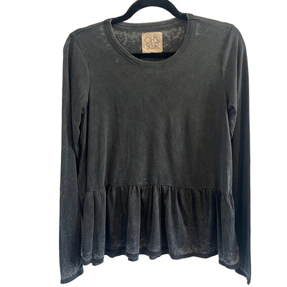 NWT Chaser M Crew Neck Peplum Tee Vintage Jersey M - Picture 1 of 8